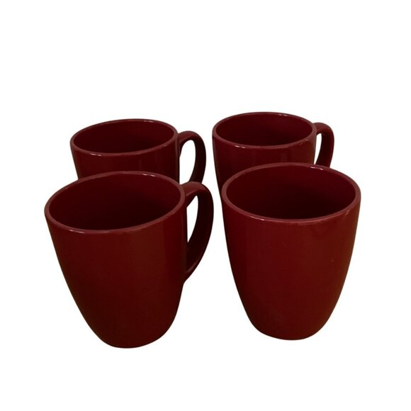 Corelle Coordinates Corning Stoneware Crimson Red Coffee Mugs 12 oz Set of 4 New - Picture 1 of 7